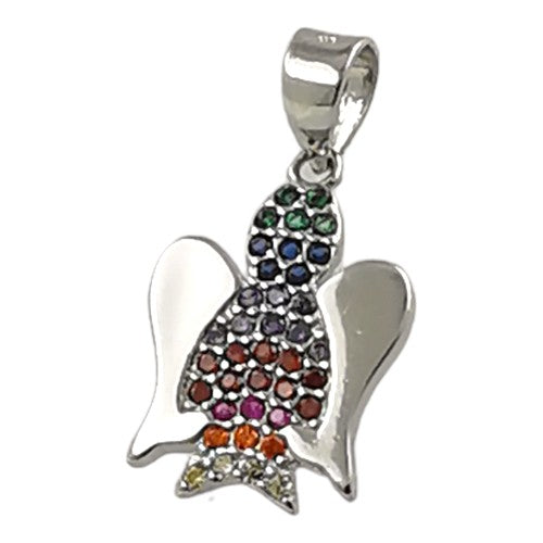 Colgante Plata 925 Ángel circonitas colores REF590