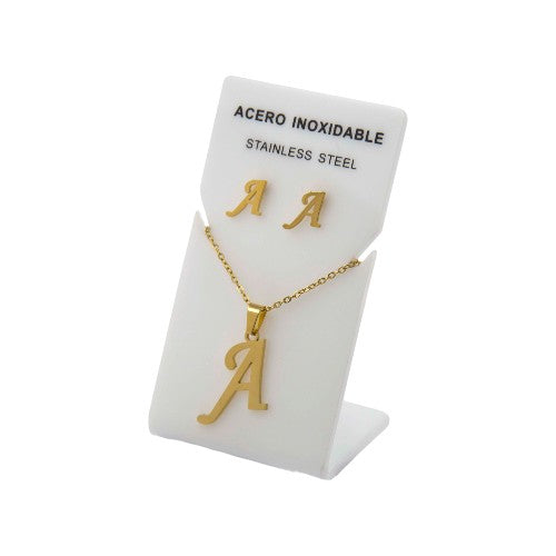 Conjunto Acero Dorado Abecedario "A"