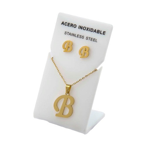 Conjunto Acero Dorado Abecedario "B"