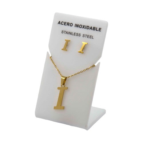 Conjunto Acero Dorado Abecedario "I"