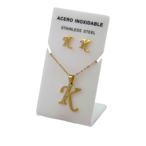 Conjunto Acero Dorado Abecedario "K"