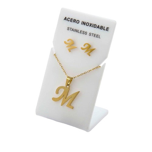 Conjunto Acero Dorado Abecedario "M"