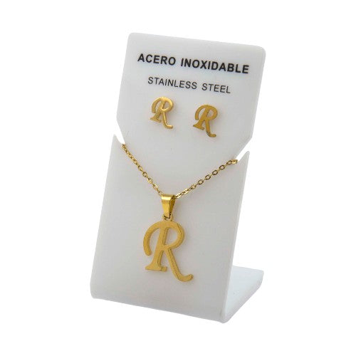 Conjunto Acero Dorado Abecedario "R"