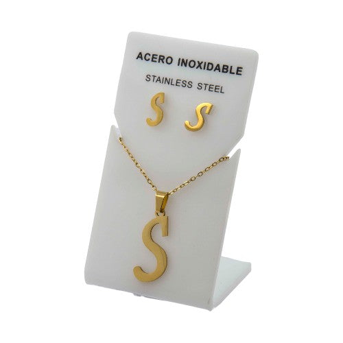 Conjunto Acero Dorado Abecedario "S"