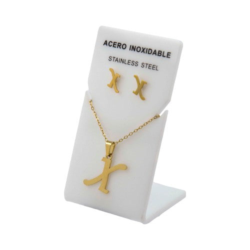 Conjunto Acero Dorado Abecedario "X"