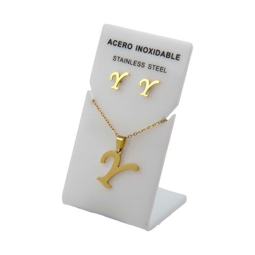 Conjunto Acero Dorado Abecedario "Y"