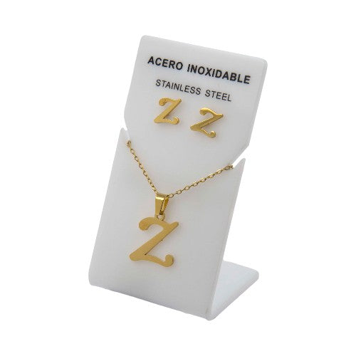 Conjunto Acero Dorado Abecedario "Z"