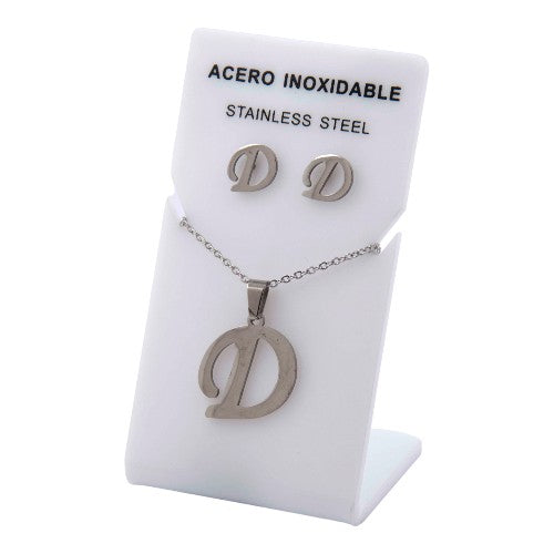 Conjunto Acero Plateado Abecedario "D"