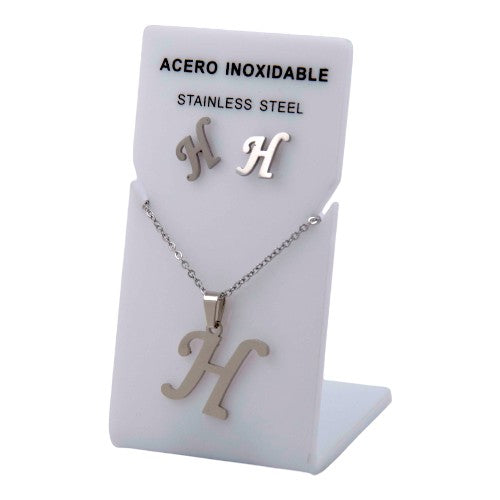 Conjunto Acero Plateado Abecedario "H"