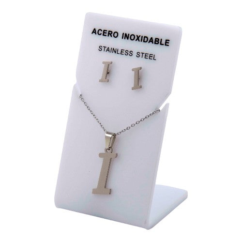 Conjunto Acero Plateado Abecedario "I"