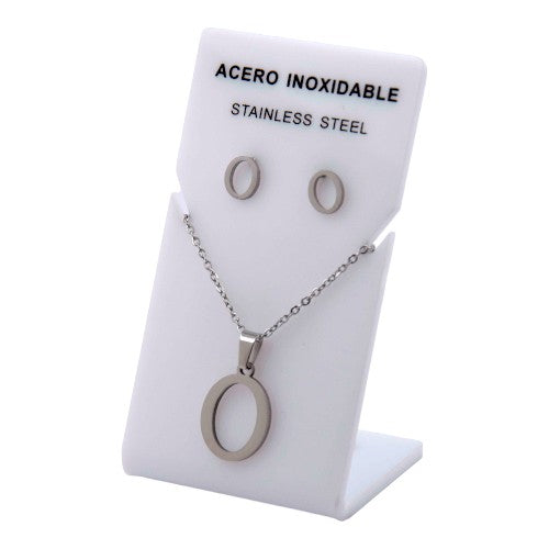 Conjunto Acero Plateado Abecedario "O"