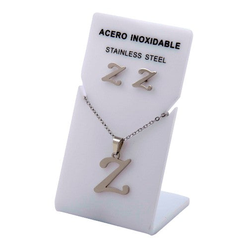 Conjunto Acero Plateado Abecedario "Z"