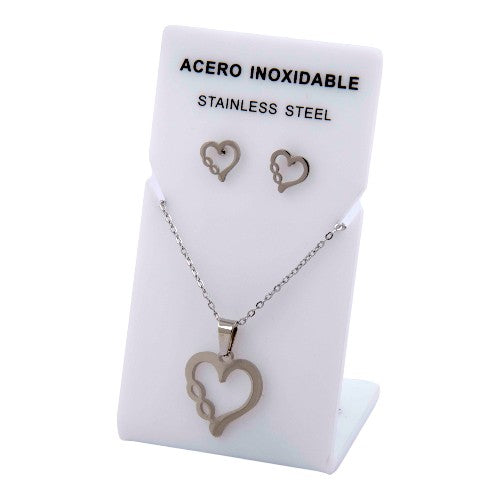 Conjunto Acero Plateado Corazón Infinito mod. 45