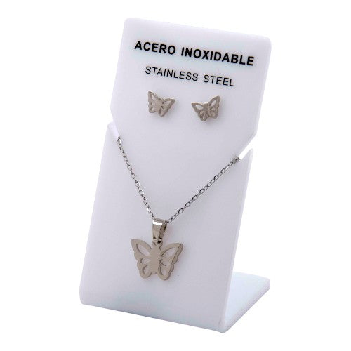Conjunto Acero Plateado Mariposa mod. 46