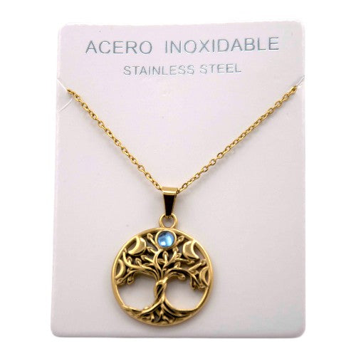 Colgante Acero Dorado Arbol de la Vida REF. 7
