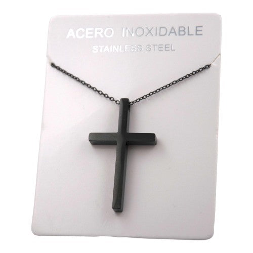 Colgante Acero Negro Cruz lisa REF. 6
