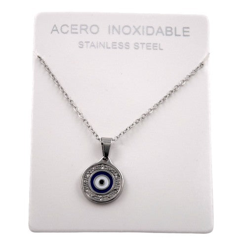 COLGANTE ACERO PLATEADO OJO TURCO MOD. 03 REF-4