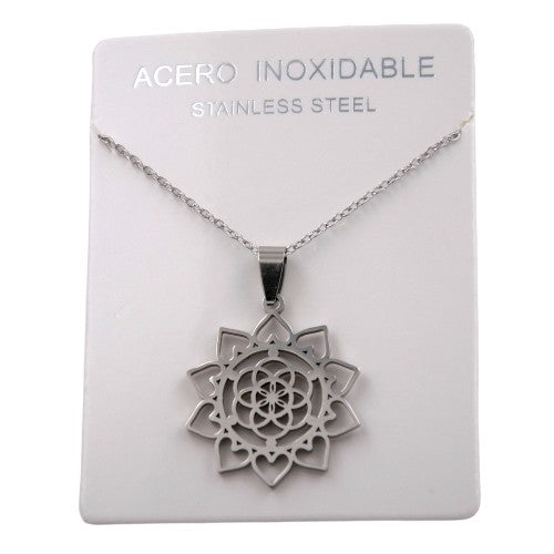 COLGANTE ACERO PLATEADO MANDALA MOD.02 REF. -4