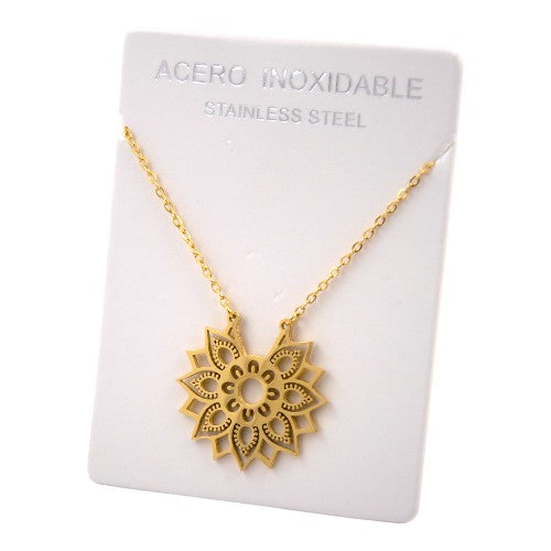 COLGANTE ACERO DORADO FLOR MANDALA REF - 4