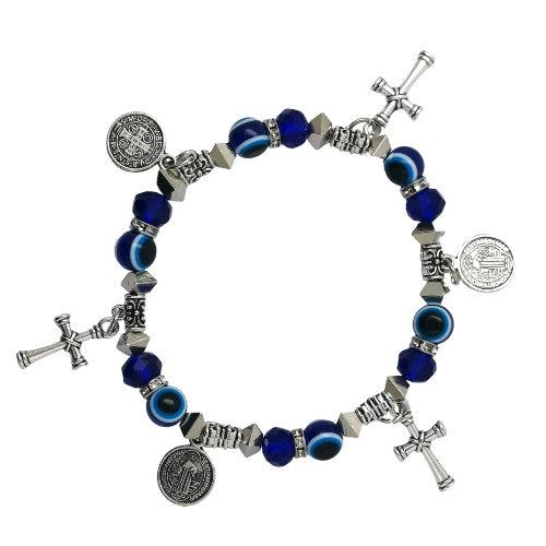 PULSERA ELASTICA ACERO SAN BENITO OJO TURCO REF.-3