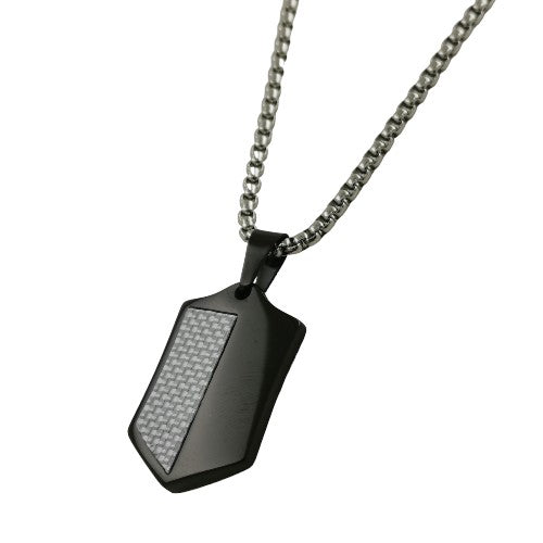 Colgante Acero Hombre Placa Negro REF.-10