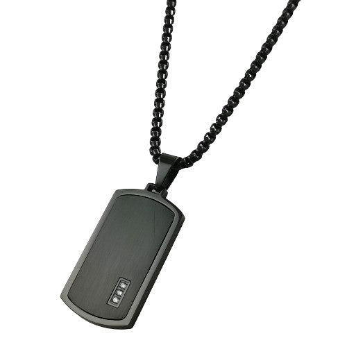 Colgante Acero Hombre Placa Negra REF.-10