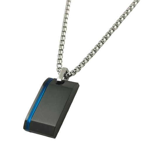 Colgante Acero Hombre Placa Negro linea REF.-10