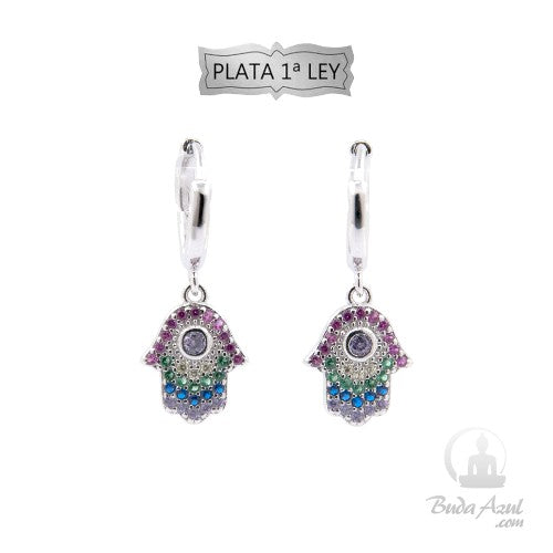Argollas Plata Ley Mano Fátima Circonitas REF. 790