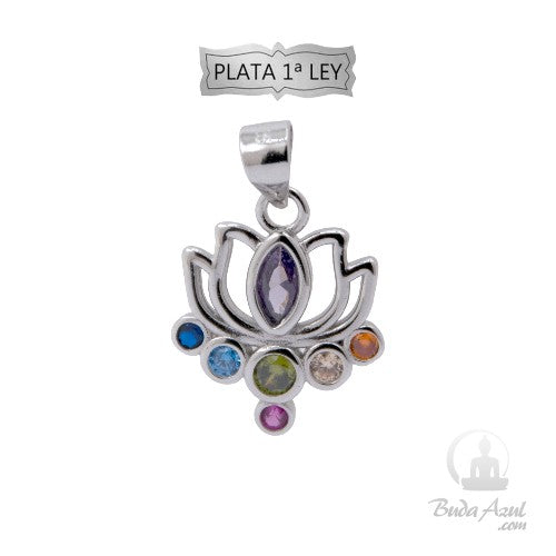 Colgante Plata Ley Flor Loto Circonita REF490