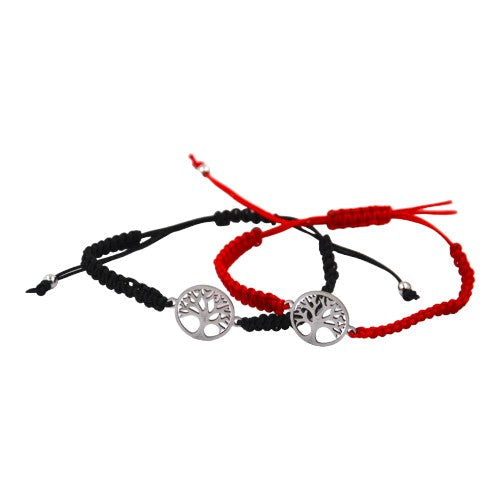 Pulsera Tejida Árbol Vida Plateado E5797-9