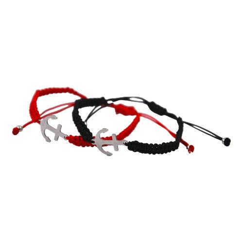 Pulsera Tejida Ancla Plateado E5797-9