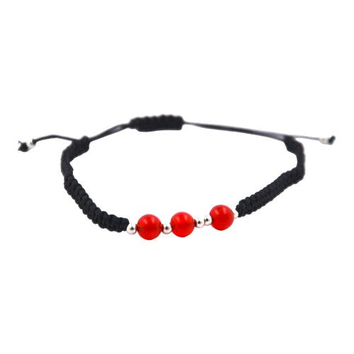Pulsera Tejida Bola Roja Acero E5797-10
