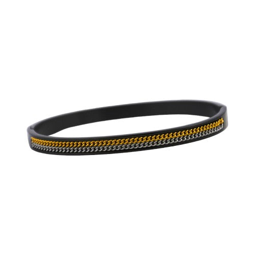 Pulsera negro con cadena bicolor REF. 7