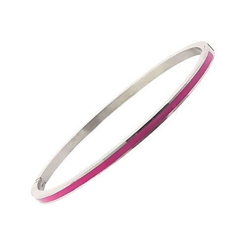Pulsera Plateado Linea Rosada Rígida REF. 6