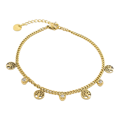 Pulsera Acero Dorado ARBOL VIDA CIRCONITA REF 4