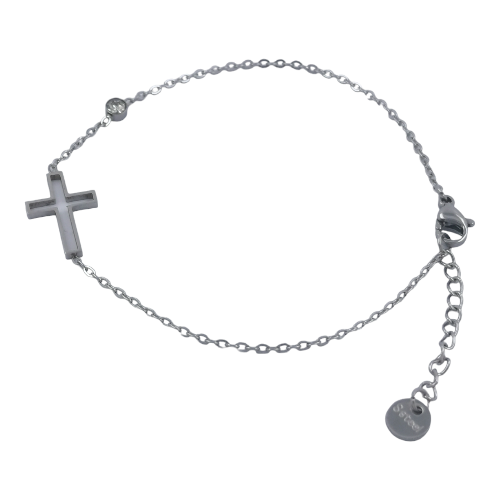 Pulsera Acero Plateado CRUZ REF 4