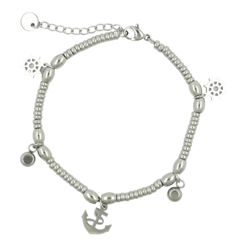 Pulsera Acero Plateado ANCLA TIMÓN REF 5