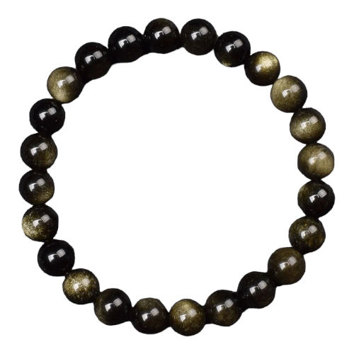 PULSERA MINERAL OBSIDIANA DORADA 6MM REF. 5