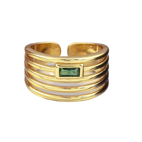 ANILLOS DE ACERO – MOD. 02 CIRCONITA VERDE