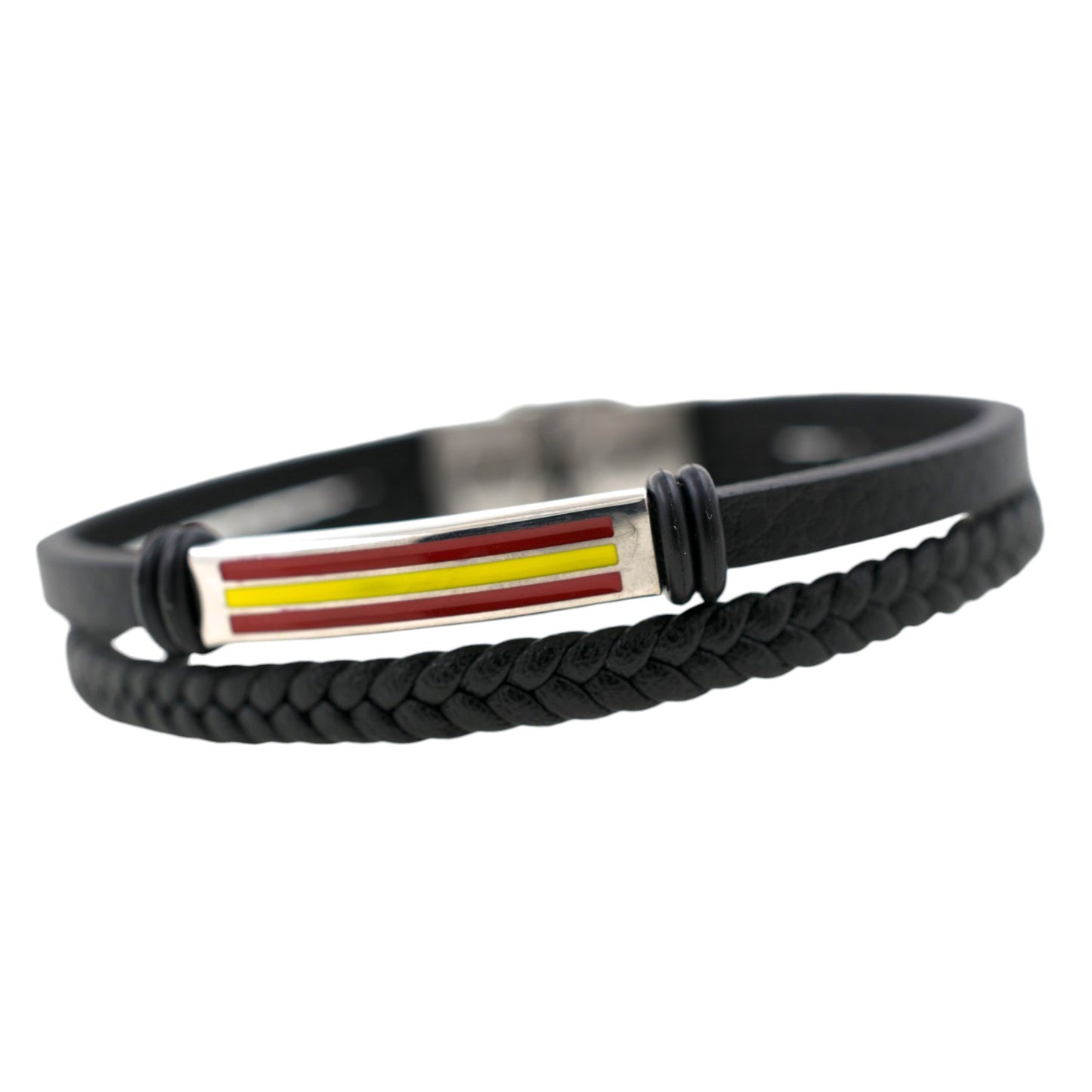 Pulsera acero polipiel Hombre Bandera España 61