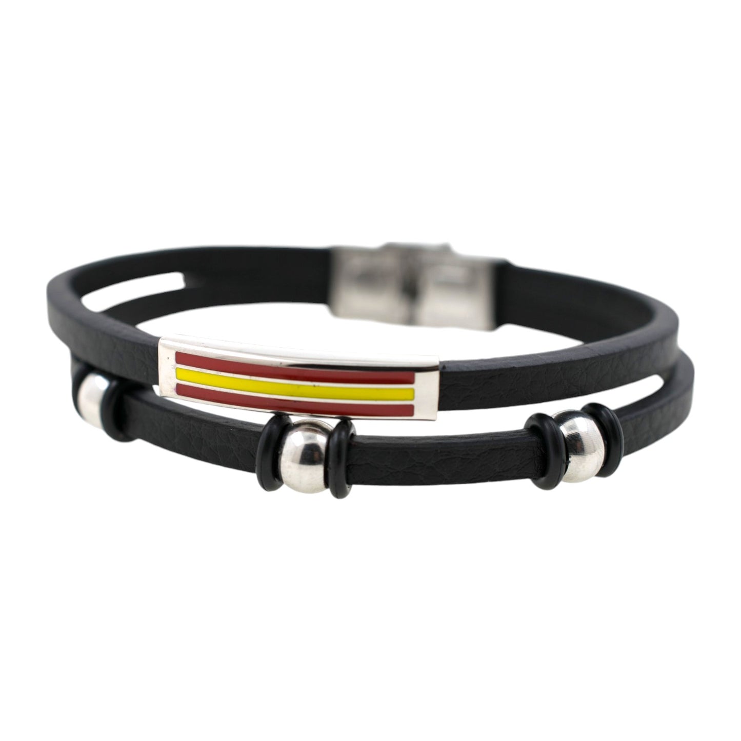Pulsera acero polipiel Hombre Bandera España 64