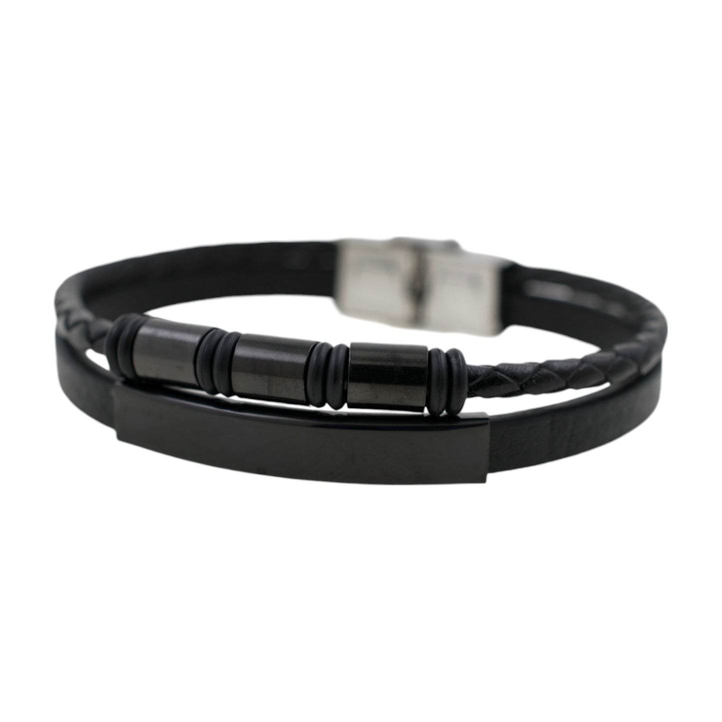 Pulsera acero polipiel Hombre 82
