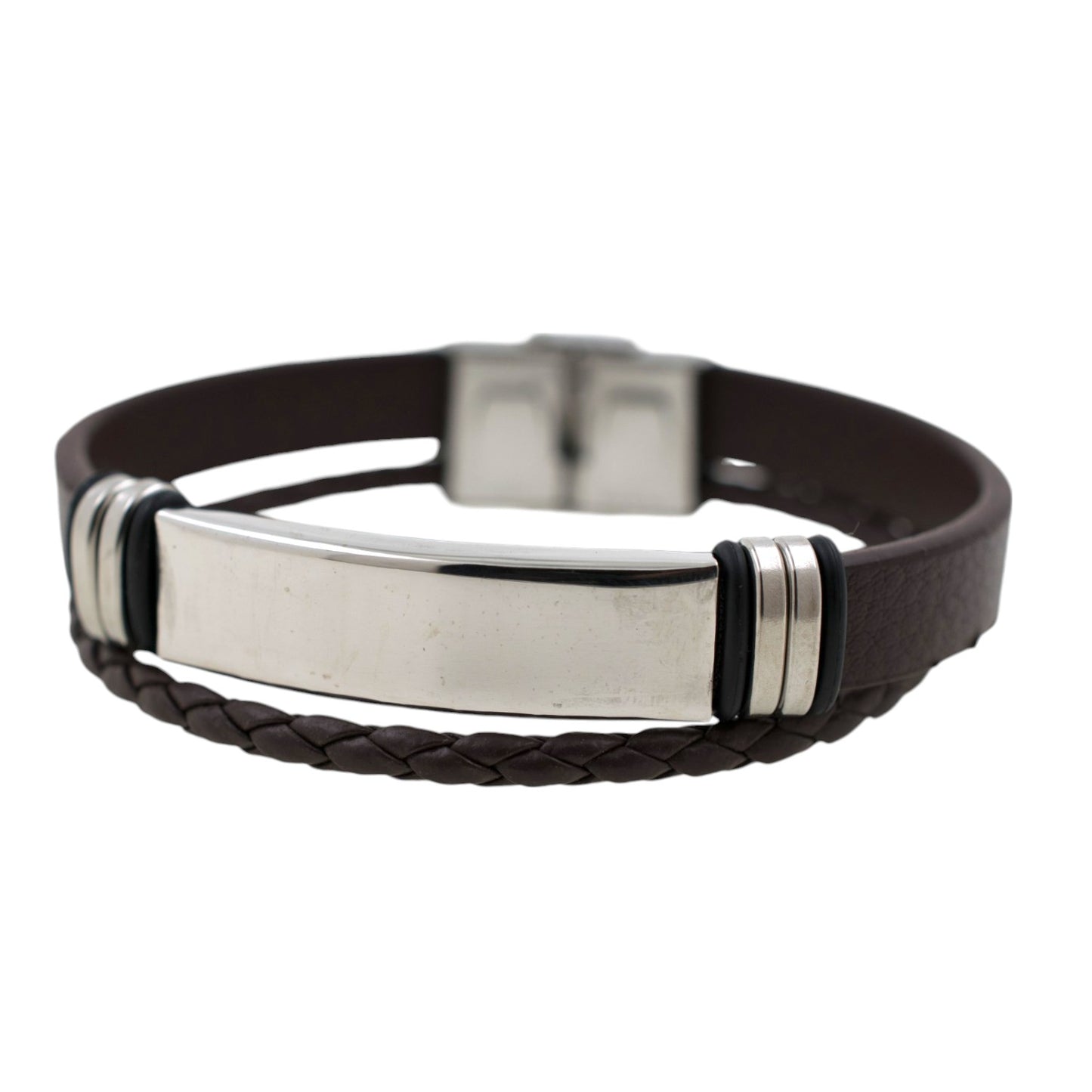 Pulsera acero polipiel Hombre 83