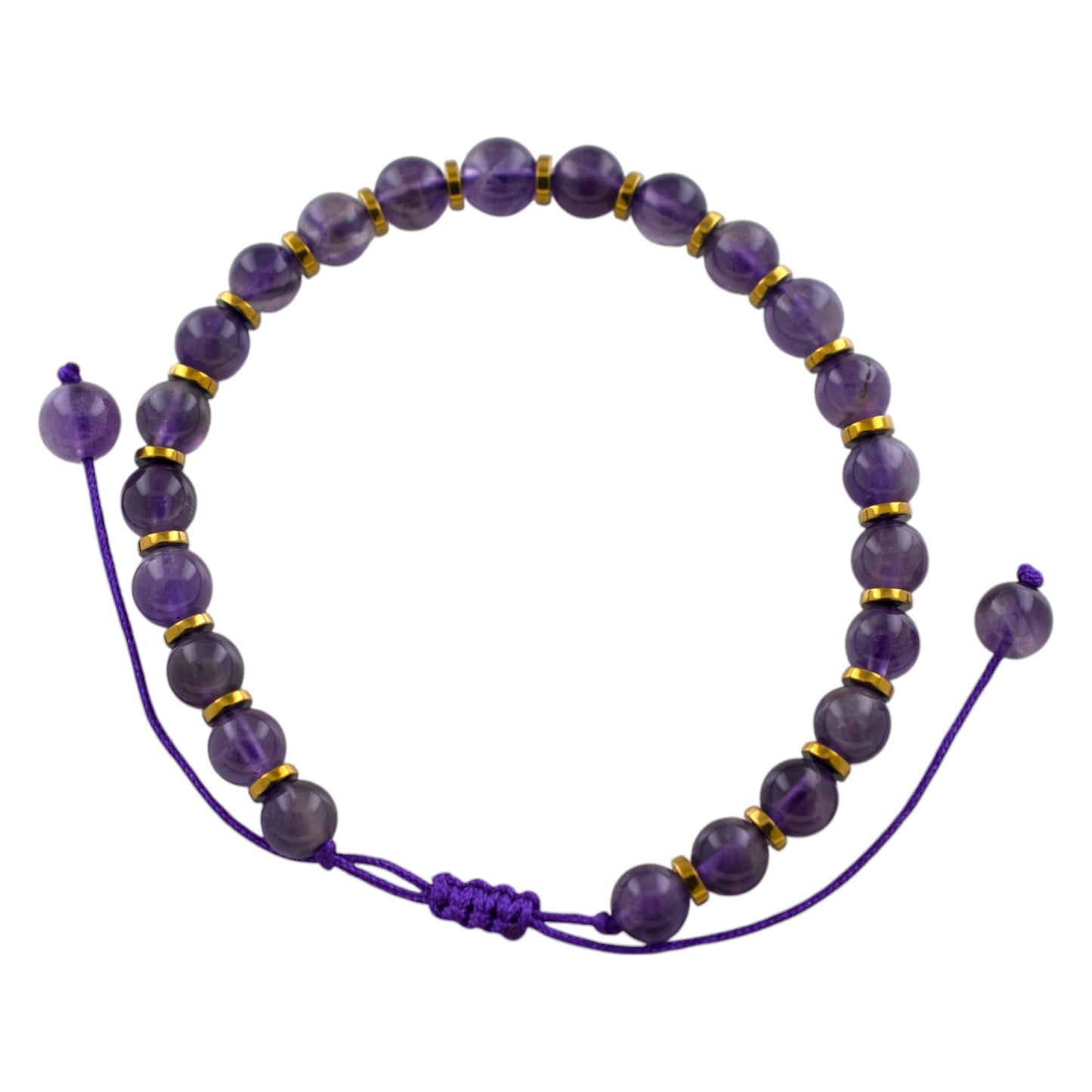 Pulsera ajustable Amatista 6MM acero dorado REF.7