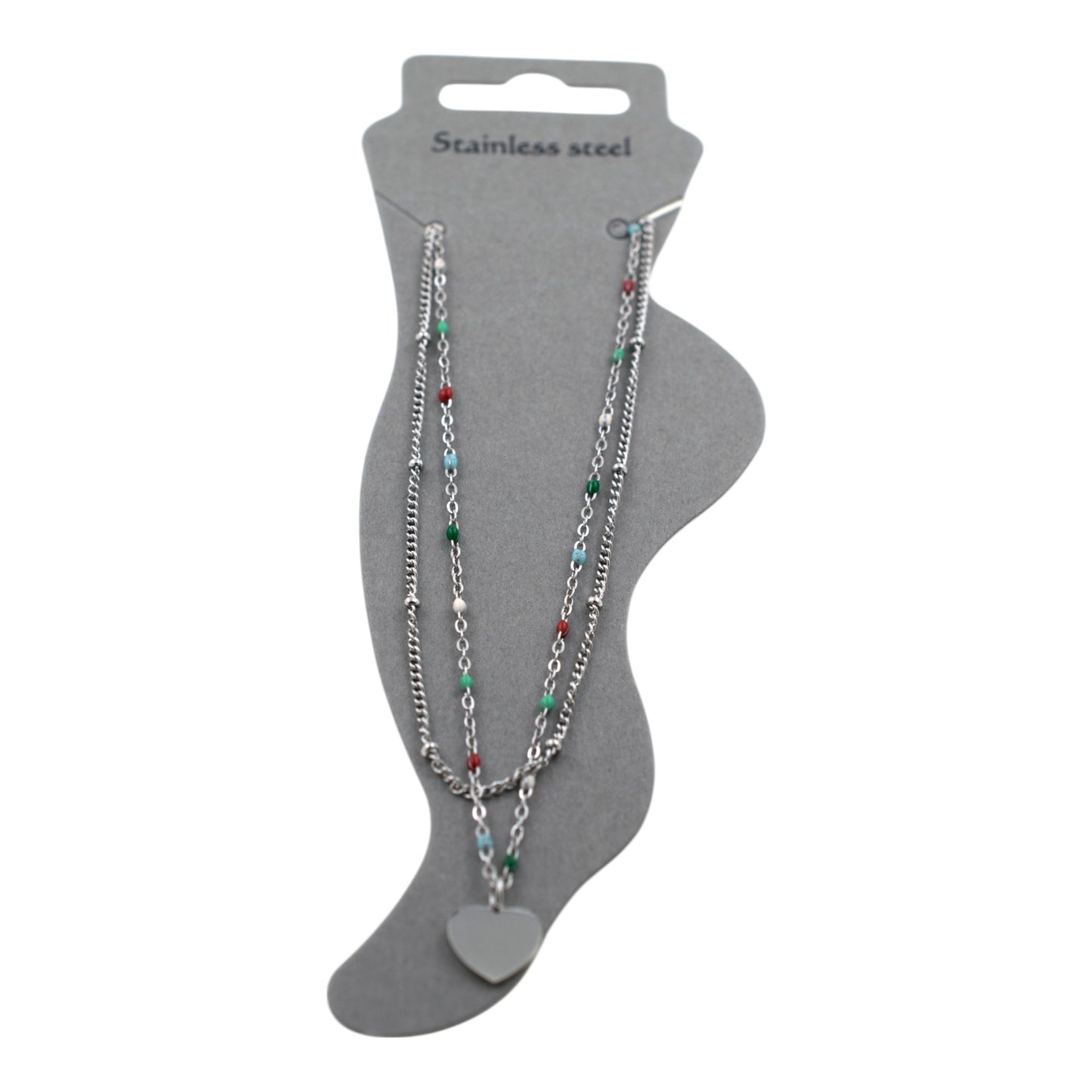 Tobillera Acero Plata CORAZÓN LISO - 6