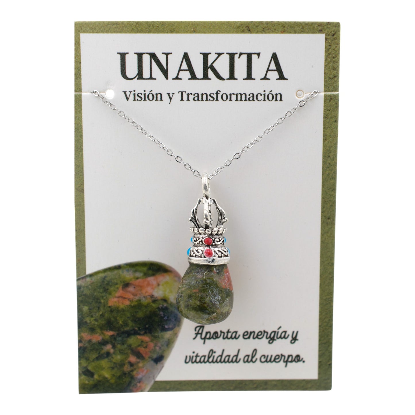 Colgante acero Dorge Vajra con Unakita REF 5