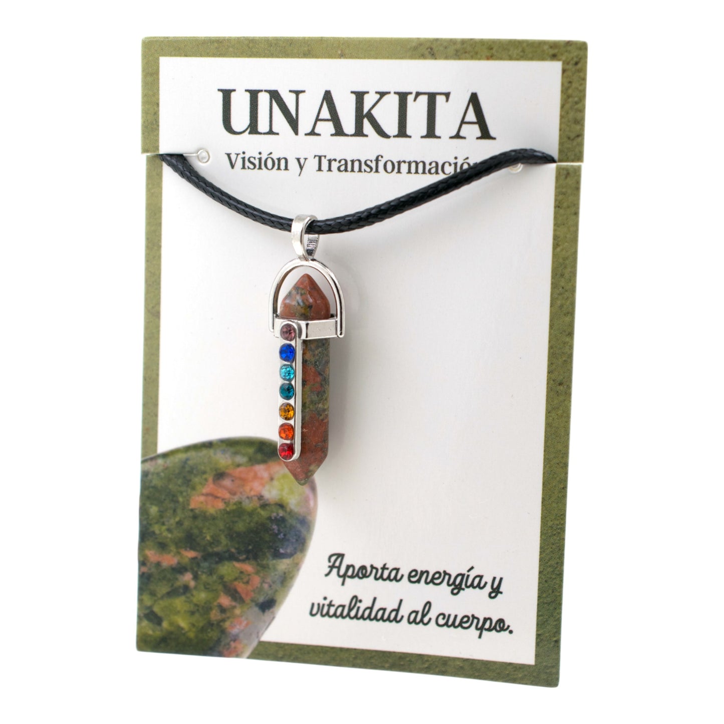 Colgante doble punta 7 Chakras Unakita REF 4