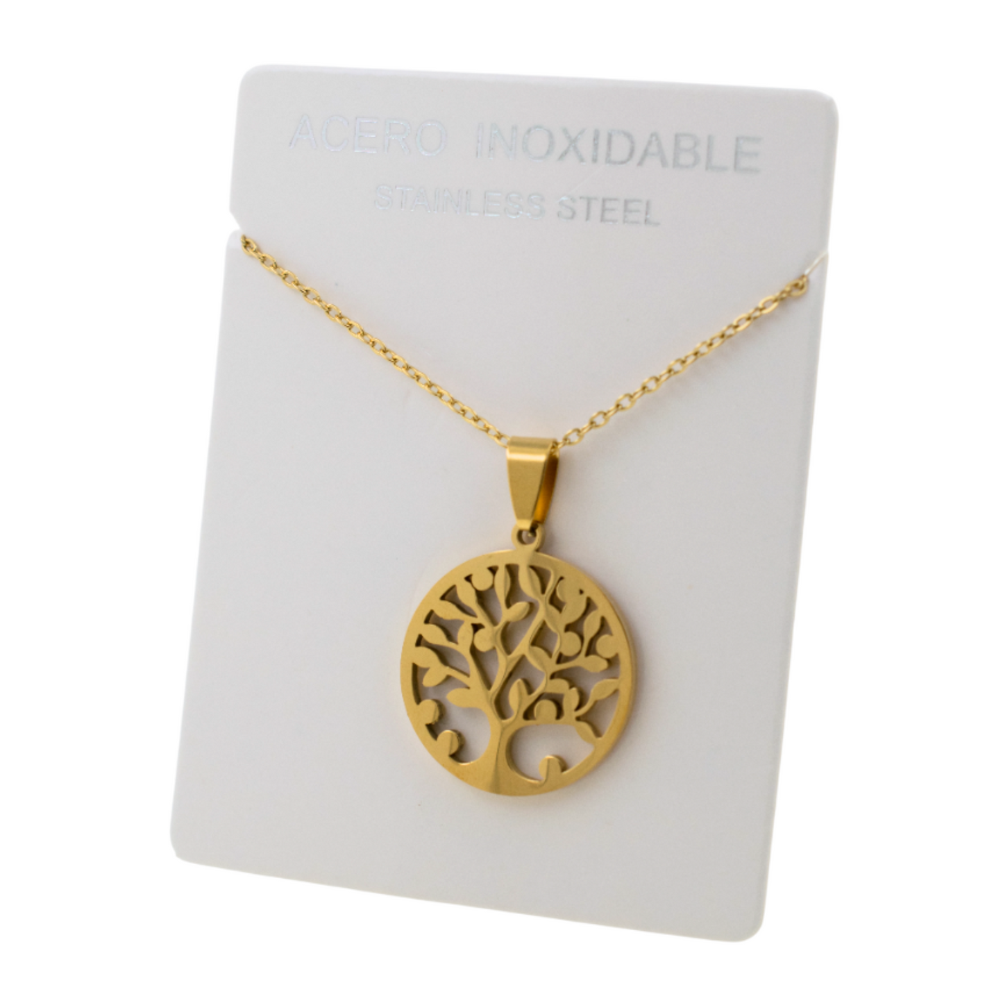 Colgante Acero Dorado Árbol de la Vida REF. 4