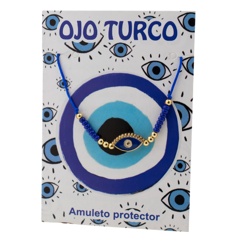 Pulsera Hilo Ajustable Azul OJO TURCO - REF. 2