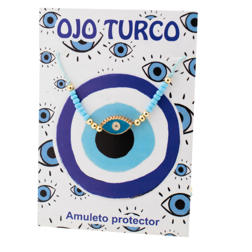 Pulsera Hilo Ajustable Celeste OJO TURCO - REF. 2